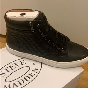Men’s Black Quilted High Top Sneakers
